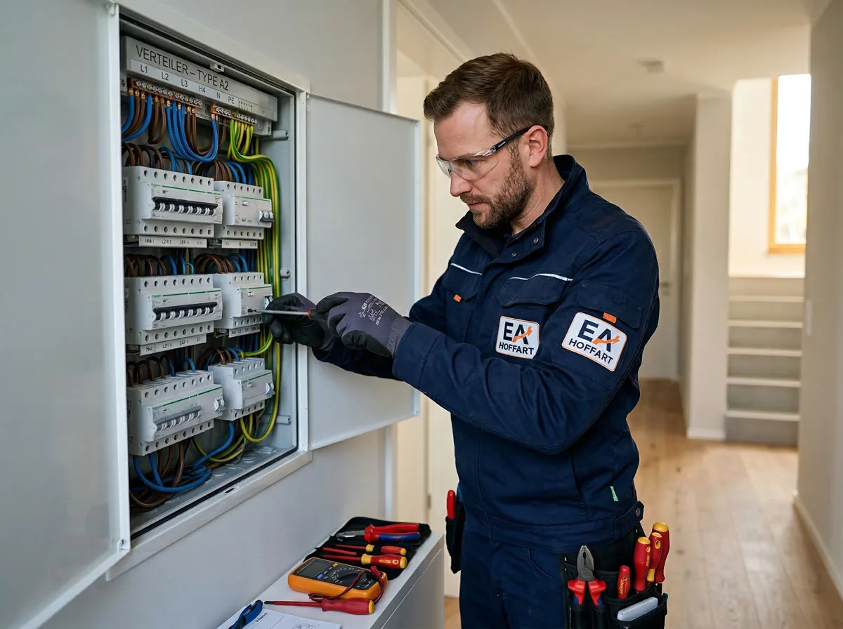 Elektriker bei der Installation eines Sicherungskastens in Sachsen-Anhalt