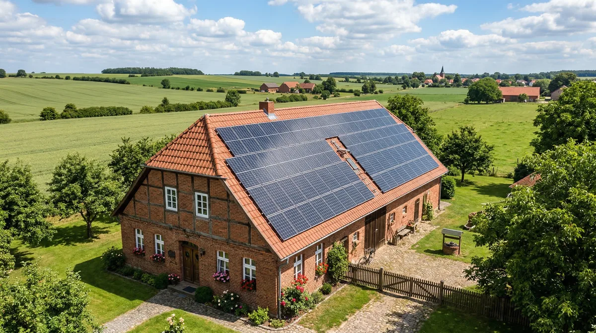 Photovoltaikanlage auf einem Bauernhaus in Sachsen-Anhalt